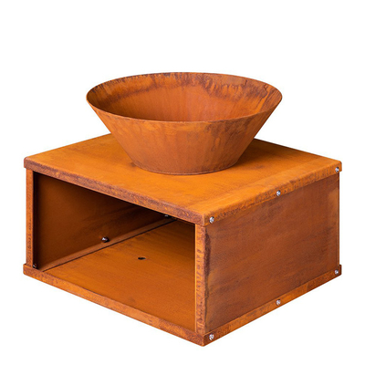 Garten-Dekor im Freien ringsum Stahlfeuer Pit Wood Burning Rusty-Colored Corten