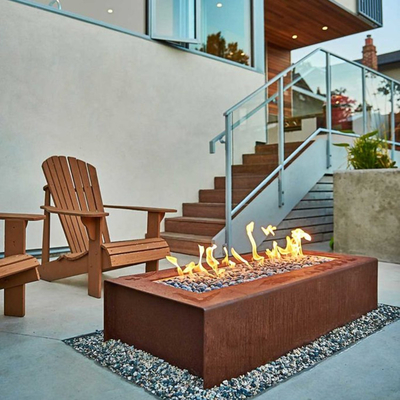 Gas-Propan-Heizung Corten-Stahl-Feuer-Grube 1200 x 600 x 320mm Hof-Dekoration