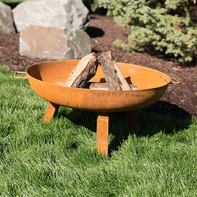 Rusty Metal Fire Pit Outdoor hölzernes Feuer-Stahlgrube Gnee-Garten Corten im Freien