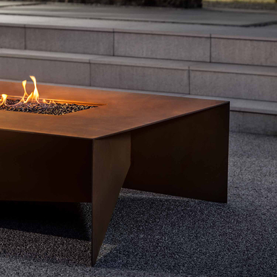 72 Zoll-Rusty Rectangular Corten Steel Fire-Tabellen-Holz-Brennen
