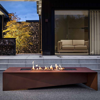 72 Zoll-Rusty Rectangular Corten Steel Fire-Tabellen-Holz-Brennen