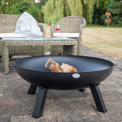 Stahlfeuer Pit Round Outdoor Fire Bowl moderner schwarzer Garten Corten