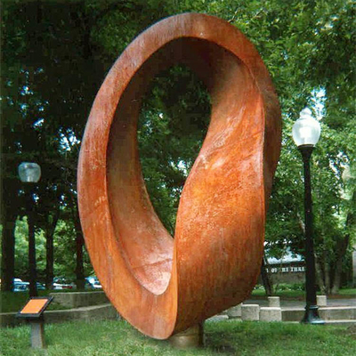 Moderne abstrakte Corten Stahlskulptur-große Metallstatuen Zusammenfassungs-Ring Rustics