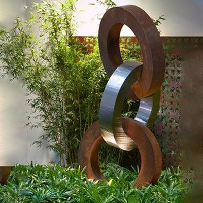 Korrosionsbeständige Stahlskulptur-Hauptdekor-Skulptur Corten mit Edelstahl