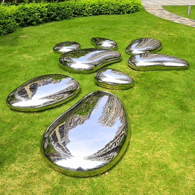 Gnee-Garten-hohe Polierkiesel-Form-Edelstahl-Skulptur für Rasen