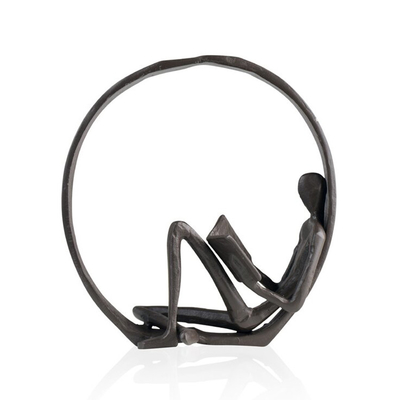 7 Zoll umkreiste dekorative Skulpturen und Figürchen Leser-Outdoor Metal Sculptures