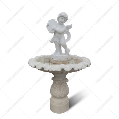 Lebensgroßer Angel White Marble Statue Figurine-Brunnen-Garten im Freien, der Stein schnitzt