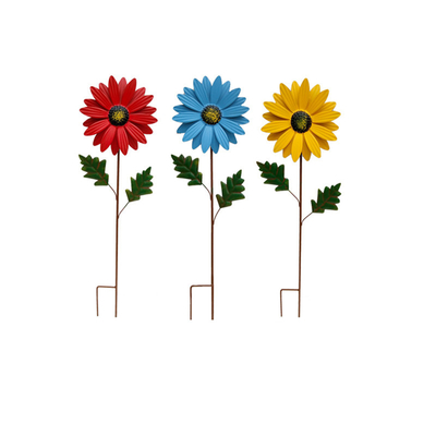 Sonnenblumen-Windmühlen-Metallfeuerrad-Garten-Wind-Skulpturen für Balkon-Patio-Rasen