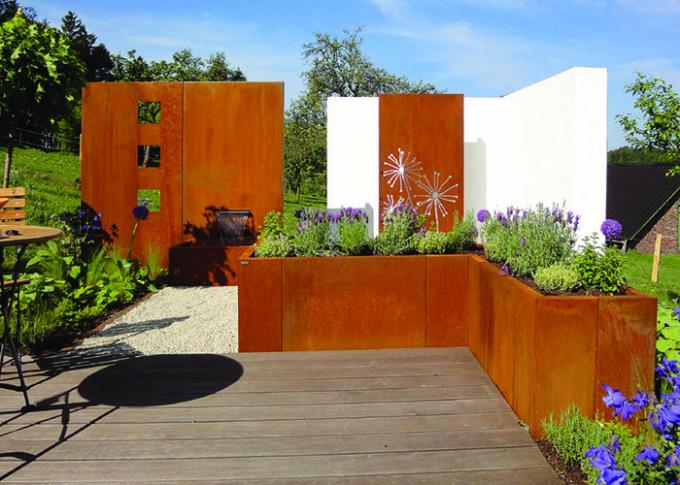 BLUMEN-Topf-Park-Straße dekorativer Garten Corten Stahlim freien ringsum zeitgenössische Blumentöpfe