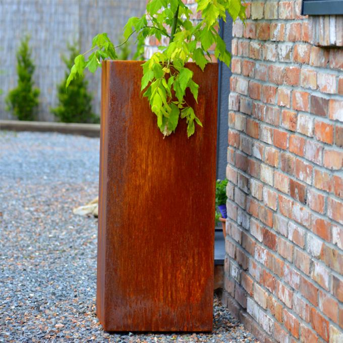 METALLpflanzer-moderner Garten-Stahlpflanzer Kasten-runder Würfel Corten Stahl