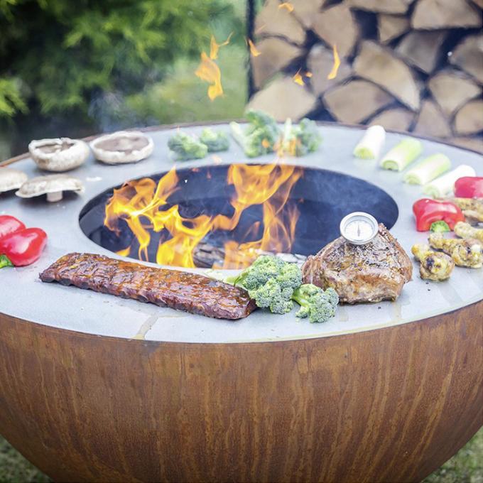Rauchloser Firepit Stahlgrill hölzerner brennender Grill-Messingarbeiter Corten