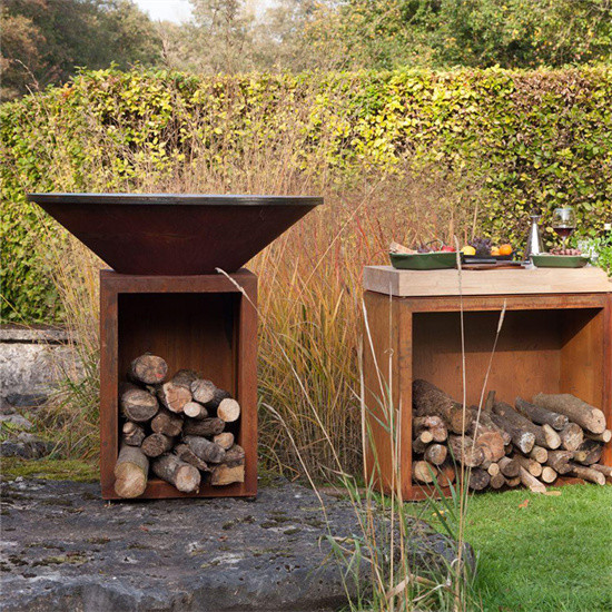 Der holzkohlen-Grill-Grill-hohen Qualität Corten Stahlgarten-Grill