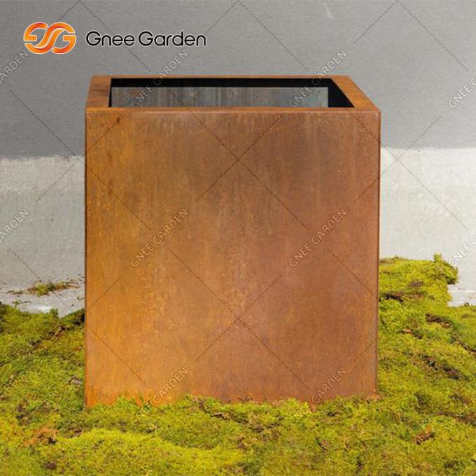 Geometrischer blumen-Topf-großer Pflanzer-Metallpflanzer Corten Stahlim freien