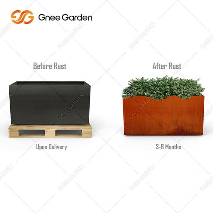 Geometrischer blumen-Topf-großer Pflanzer-Metallpflanzer Corten Stahlim freien