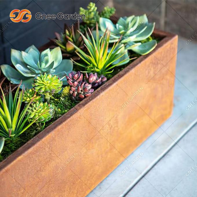 Stahlpflanzer großformatiger Metallstahlblumentopf-moderner Entwurfs-langer Kasten Corten