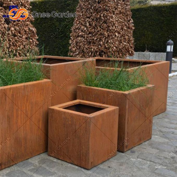 Rusty Treatment Corten Steel Square-Betriebskasten-Wetter-beständiger Metallpflanzer im Freien