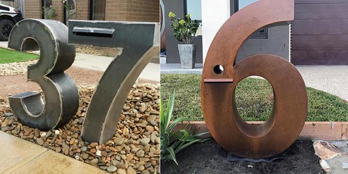 Zeitgenössische moderne geometrische anredende Briefkasten Corten rustikale Corten-StahlStahlschränke