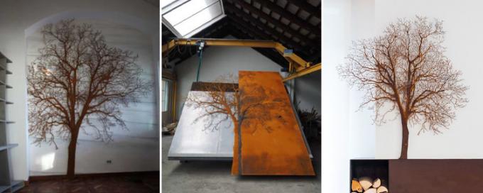 Kundengerechte Rusty Large Corten Steel Tree-Skulptur für Park-Dekoration
