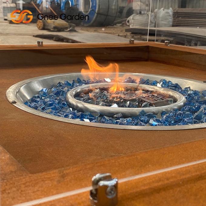 Tischplatte-Stahl-Feuer bildet Patio im Freien Heater Corten Steel Firepit Löcher
