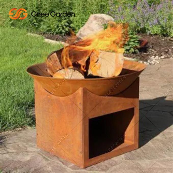 3mm rundes Garten-Holz im Freien, das Stahlfeuer-Pit With Wood Storage Withs Corten verschiedene Größen brennt