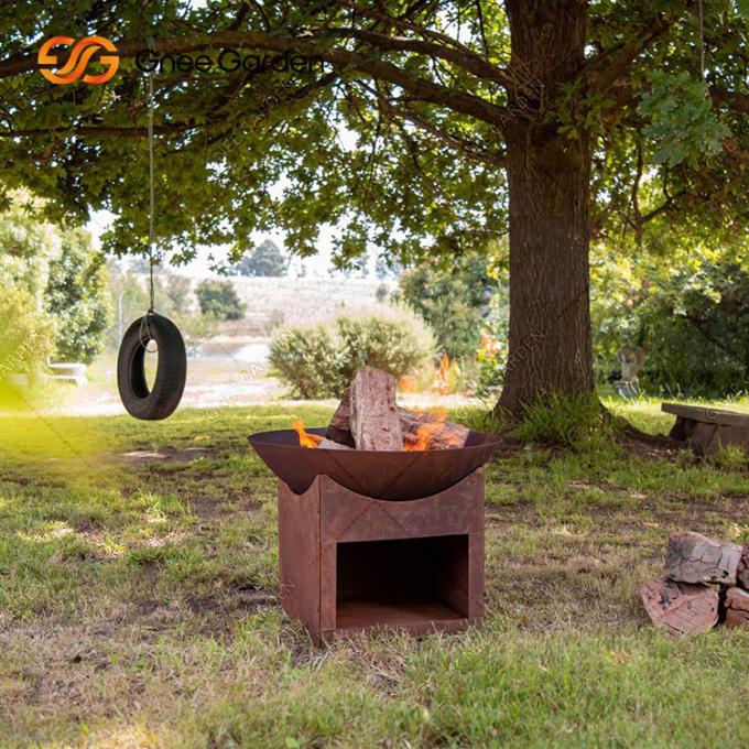 3mm rundes Garten-Holz im Freien, das Stahlfeuer-Pit With Wood Storage Withs Corten verschiedene Größen brennt