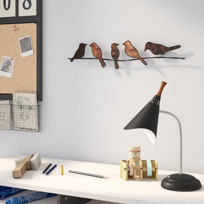Zeitgenössischer Art Birds On Wire Metal-Wand-Dekor für die Innen- und Dekorationen im Freien